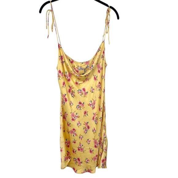 NEW Zara The Safia Floral Yellow Satin Slip Dress Large Blogger Fave - Picture 1 of 8